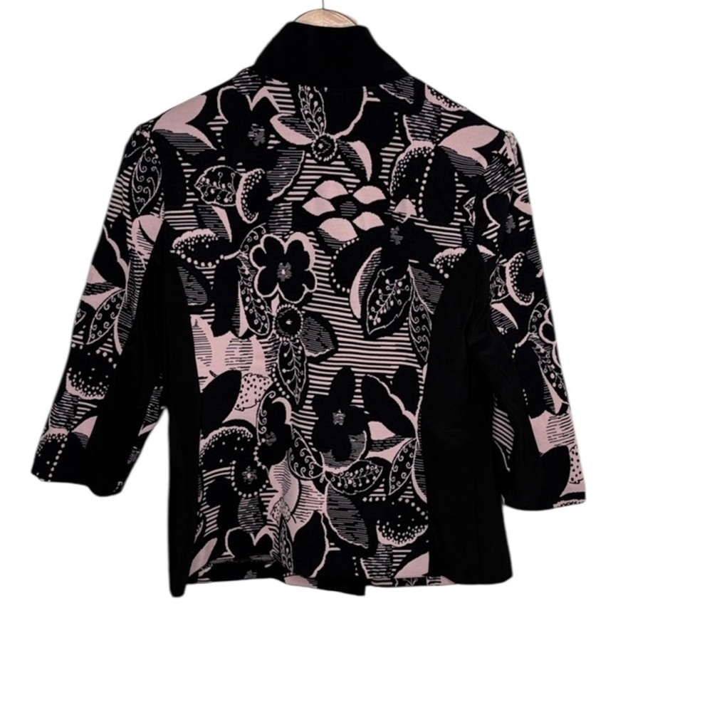 Joseph Ribkoff Black Pink Floral Button Jacket Women Size 10 - Picture 4 of 4